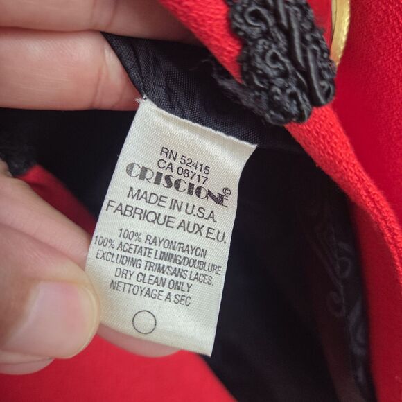 CRISCIONE Vintage 80's Red And Black Blazer Jacket Velvet Appliqué Size XL - Picture 8 of 15